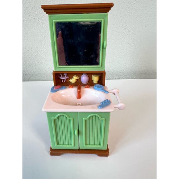 Fisher Price Loving Family Dream Dollhouse Bathroom Vanity Sink with Cabinet - Picture 4 of 10